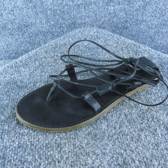 Madewell Women's The Boardwalk Strappy Black Leather Size 7M‎ Gently Used 2025 - Picture 1 of 10